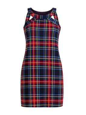 Gretchen Scott Isosceles Dress Duke of York Plaid Black Multi Size S NWT